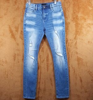 RTA Jeans Mens Size 30 Blue Medium Wash Distressed Skinny Logo CLAYTON $265